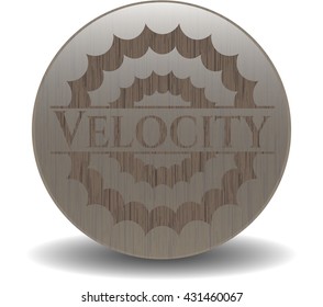 Velocity badge with wood background