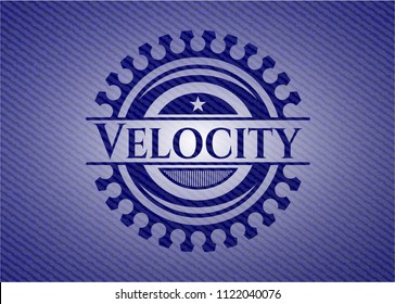 Velocity emblem with denim texture