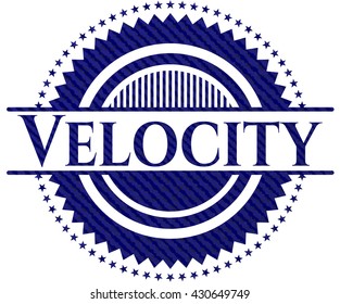 emblema de velocidad con textura de denim