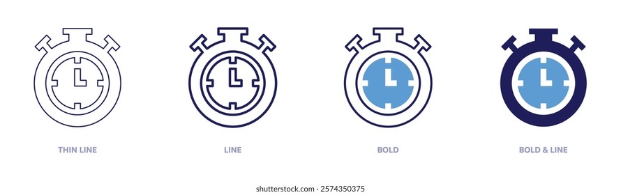 Velocity icon in 4 different styles. Thin Line, Line, Bold, and Bold Line. Duotone style. Editable stroke.
