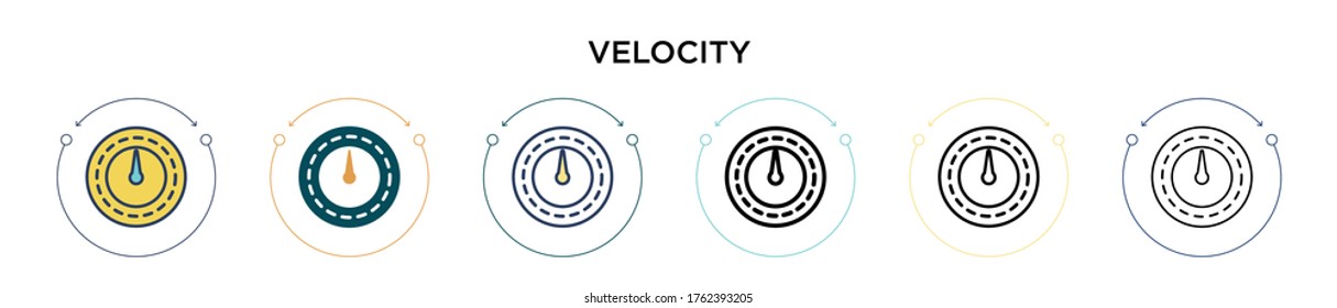 Velocity icon in filled, thin line, outline and stroke style. Vector illustration of two colored and black velocity vector icons designs can be used for mobile, ui, web