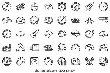 Velocity icons set. Outline set of velocity vector icons for web design isolated on white background