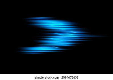 Velocity light effect. Horizontal lens flares and Laser beams, horizontal light rays Velocity motion. Vector blue glowing illustration
