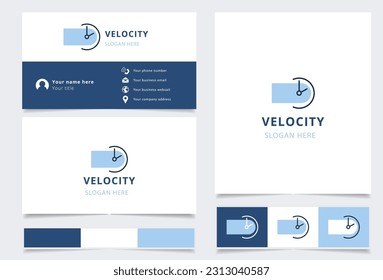 Velocity logo design with editable slogan. Branding book and business card template.