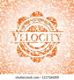 Velocity orange mosaic emblem with background