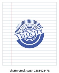 Velocity pen strokes emblem. Blue ink. Vector Illustration. Detailed.