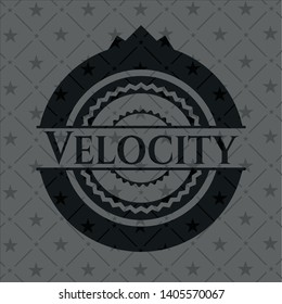 Velocity realistic dark emblem. Vector Illustration. Detailed.
