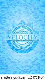 Velocity realistic sky blue mosaic emblem