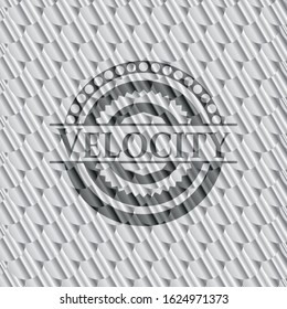 Velocity silver color emblem. Scales pattern. Vector Illustration. Detailed.