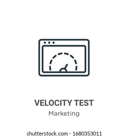 Icono del vector de esquema de prueba de velocidad. Icono de prueba de velocidad negra en línea delgada, ilustración de elemento simple vector plano del concepto de marketing editable trazo aislado en fondo blanco