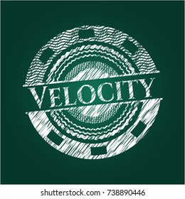 Velocity written on a blackboard