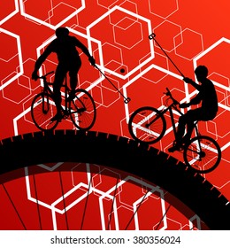 Velopolo cyclist active man bicycle rider in abstract sport landscape background illustration vector