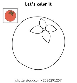 Velvet apple coloring pages for kids. Trace and color Velvet apple. Fruit Flashcard for kids. Velvet apple isolated on white background. Kindergarten and preschool worksheets printable for kids. 