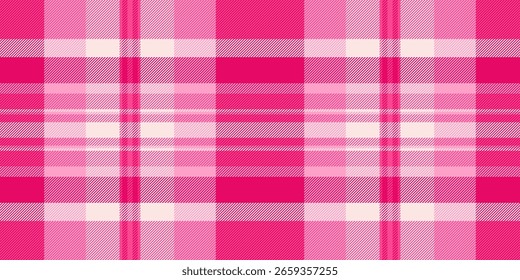 Fondo de Vector a cuadros de terciopelo, patrón de cuadros textiles eps. Textura de tartán de tela de aislamiento sin costuras en paleta de colores rosados y brillantes.