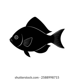 Velvet Damselfish Silhouette Vector Art and Black Velvet Damselfish Fish Illustration