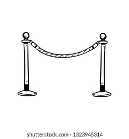 A Velvet Rope Barrier Doodle Icon Vector 