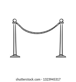A Velvet Rope Barrier Doodle Icon Vector 
