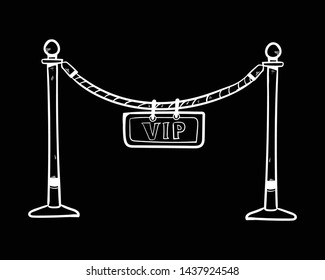 A velvet rope barrier doodle icon vector  flat black