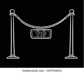 A velvet rope barrier doodle icon vector  flat black