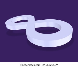 Velvet violet 3D Infinity Symbol on Dark violet Background. Endless Vector Logo Design. Concept of infinity for your web site design, logo, app, UI. EPS10.