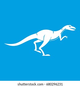 Velyciraptor icon white isolated on blue background vector illustration
