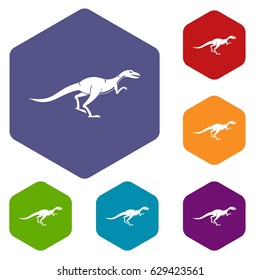 Velyciraptor icons set hexagon isolated vector illustration