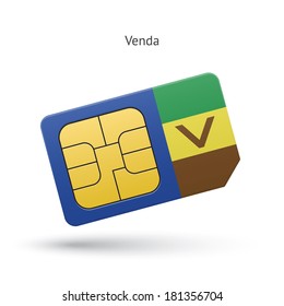 Venda mobile phone sim card with flag. Vector illustration.
