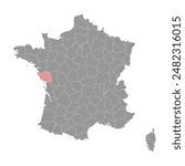 Vendee department map, administrative division of France. Vector illustration.