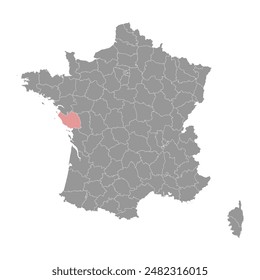 Vendee department map, administrative division of France. Vector illustration.