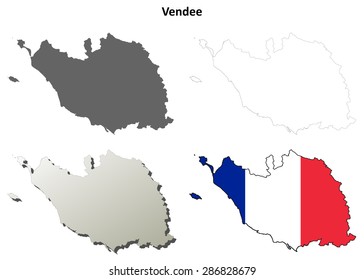 Vendee (Pays de la Loire) outline map set