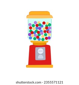 vending bubblegum machine cartoon. cute container, retro old, sweet coin vending bubblegum machine sign. isolated symbol vector illustration