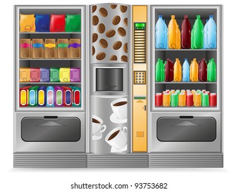 Vending Coffee Snack And Water Is A Machine Vector Illustration