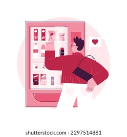 Vending machine abstract concept vector illustration. Vending business, self-service machine, snacks and beverages, small business, takeaway coffee, public space, commerce abstract metaphor.
