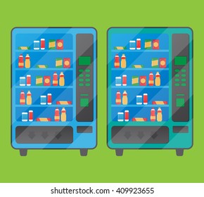 Vending machine advertisement poster with snacks and drinks