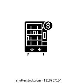 Vending machine black icon concept. Vending machine flat  vector symbol, sign, illustration.