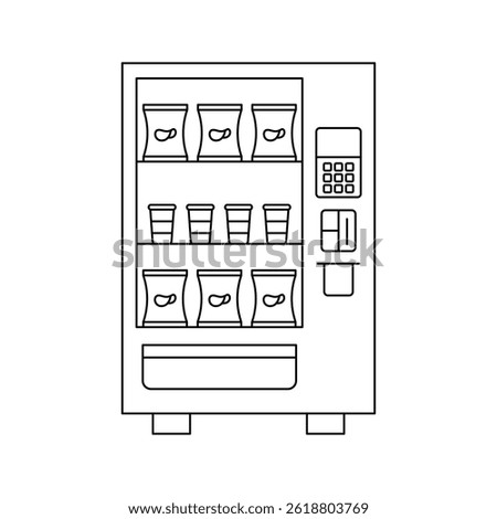 Vending machine black and white flat vector icon design with editable stroke