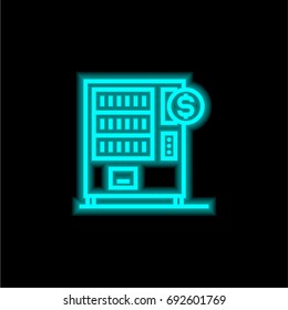 Vending machine blue glowing neon ui ux icon. Glowing sign logo vector