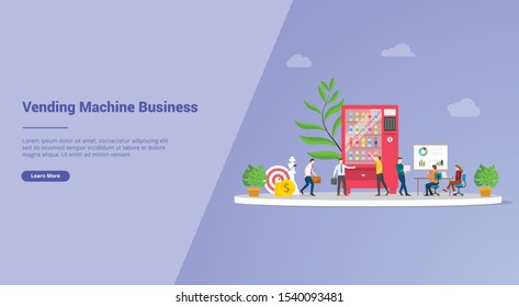 vending machine business perspective for website template or landing homepage banner - vector