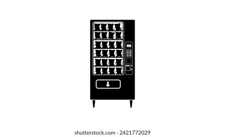 vending machine emblem, black isolated silhouette