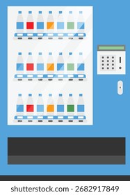 Ilustración plana de la máquina expendedora. Elemento de diseño de icono limpio sobre fondo transparente aislado