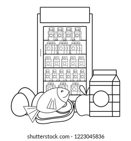 vending machine food black and white