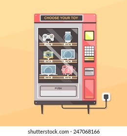 vending machine with gadgets. flat illustration