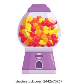 Vending machine icon cartoon vector. Bubblegum food. Sweet fun candy