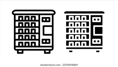 Vending machine Icon collection in filled and stroke style.