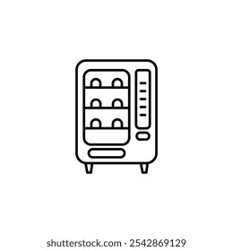 Icono de la máquina expendedora. Iconos llenos y de la línea del movimiento