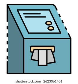 Icono de máquina expendedora. Esquema de la máquina expendedora Vector icono de color plano aislado