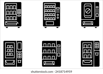 Vending machine icon set. Vending machine with snacks and drinks on white background