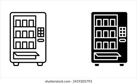 Vending machine icon set. Vending machine with snacks and drinks on white background
