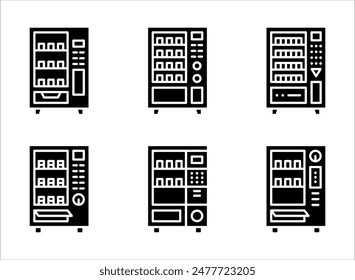 Vending machine icon set, Vending machine with snacks and drinks on white background.