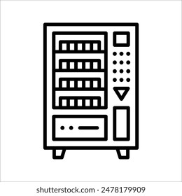 Vending machine icon, Vending machine with snacks and drinks on white background.